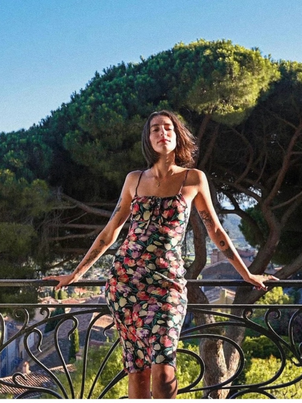 Rouje Floral Slip Midi Dress - Black Multi